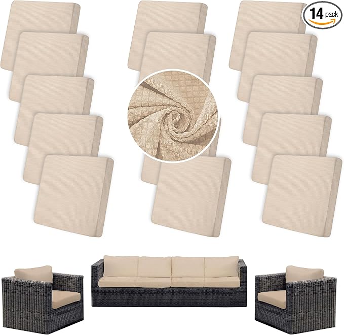 Outdoor Cushion Covers Set, Replacement by SUKAIKEQA