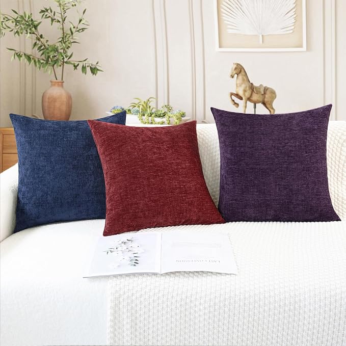 CaliTime Throw Pillow Covers Decorative 16 X 16 Inches Pack of 2 Cozy Chenille - Image 5