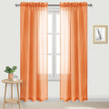 DWCN Orange Sheer Curtains 84 inches Long 2 Panels Set, Home Decoration Rod by DWCN