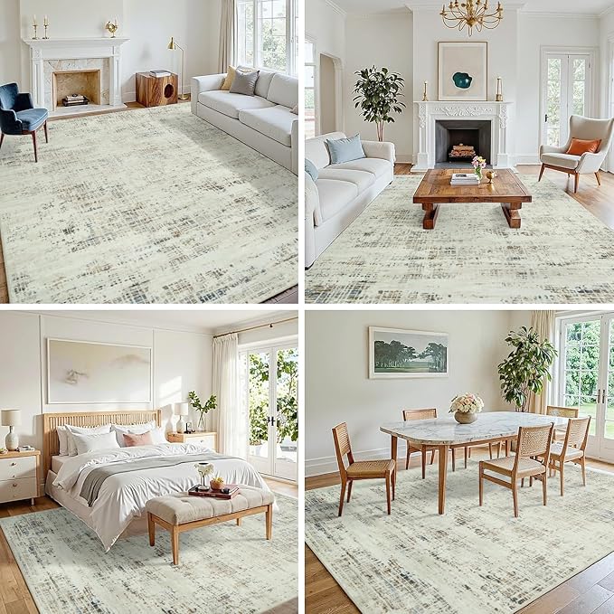 10x14 Area Rugs for Living Room Washable Rug: Anti-Skid Abstract Modern Living - Image 3