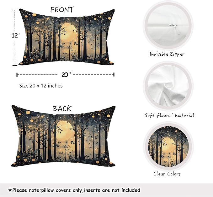 Rustic Night Moon William Morris Inspired Forest Gold Pillow Covers 18x18 - Image 2