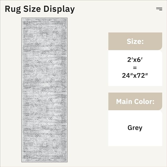 Runner Rug 2'x6' Washable Non-Slip Runner Rugs - Image 5