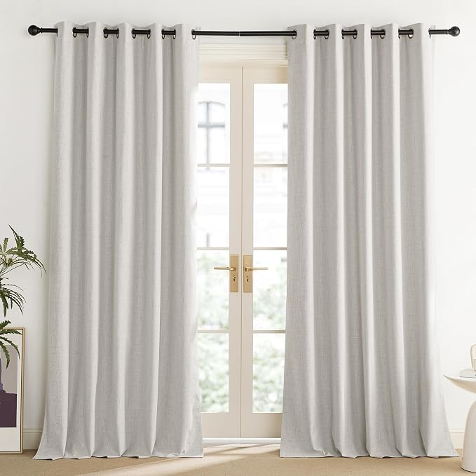 NICETOWN Snowbound Vintage Linen 100% Blackout Curtains - Image 3