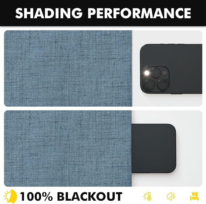 MIULEE 100% Blackout Linen Curtains 42 x 84 Inch Stone Blue 2 Panels | Thermal - Image 7