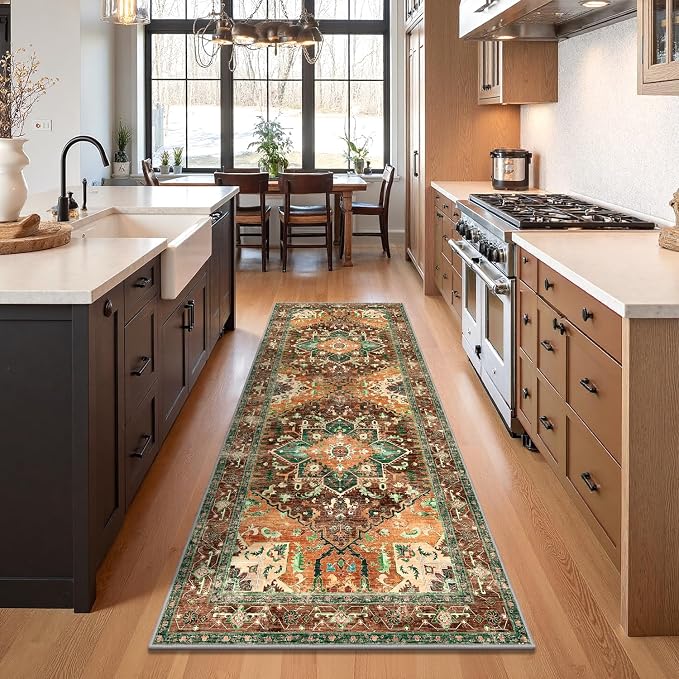 Yamaziot Washable Runner Rug, 3x8 Non-Slip Boho Vintage Hallway Rug - Image 5