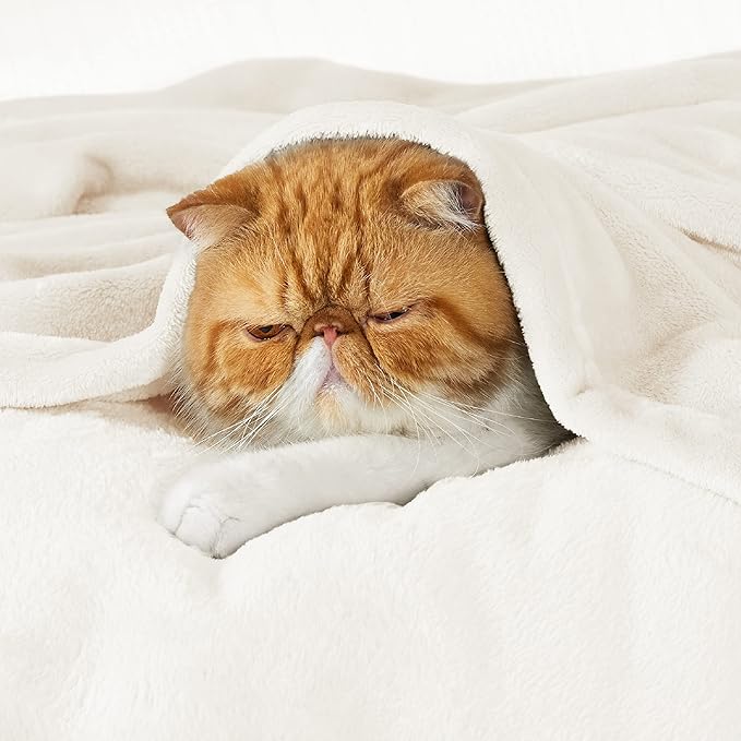 Bedsure Fleece Blankets King Size Cream - Image 2
