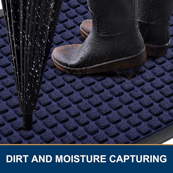 Smiry Front Door Mat Outside Entrance, Heavy Duty Natural Rubber Doormat - Image 2