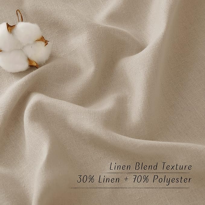NICETOWN Taupe Short Linen Curtains - Image 4