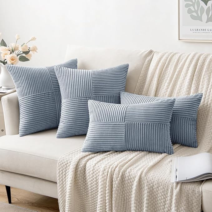 MIULEE Dustyblue Decorative Throw Pillow Covers 18x18 Inch - Image 4