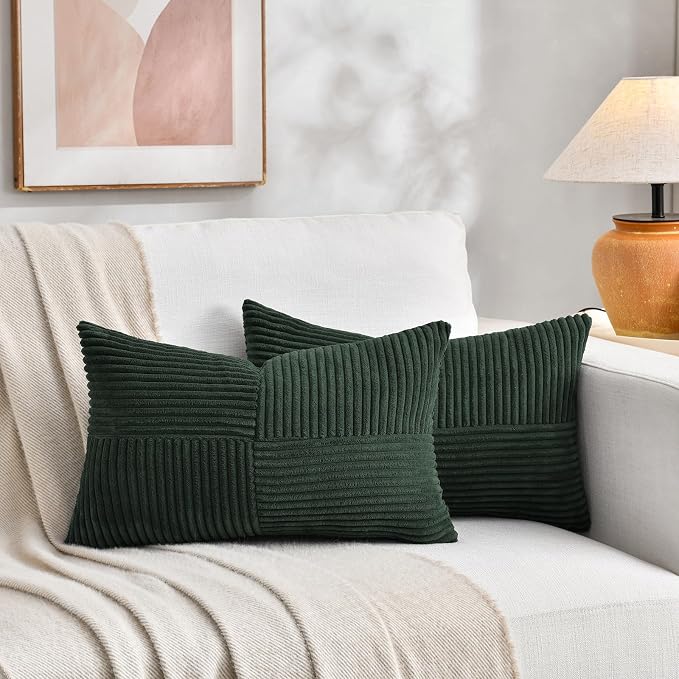 Fancy Homi 2 Packs Dark Green Lumbar Decorative Throw Pillow Covers 16x26 Inch - Image 5