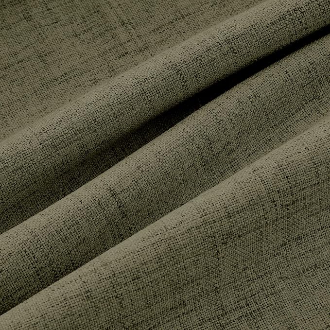 MIULEE 100% Blackout Linen Curtains 42 x 63 Inch Light Olive Green 2 Panels | - Image 9