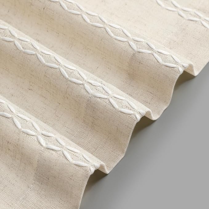 Boho Kitchen Cafe Curtain 24 Inch Length, 36 Inch Width, Single Panel Beige - Image 4