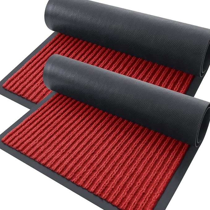 OLANLY 2-Pack Front Door Mats 71x47, Waterproof Heavy-Duty Doormats | Red by OLANLY