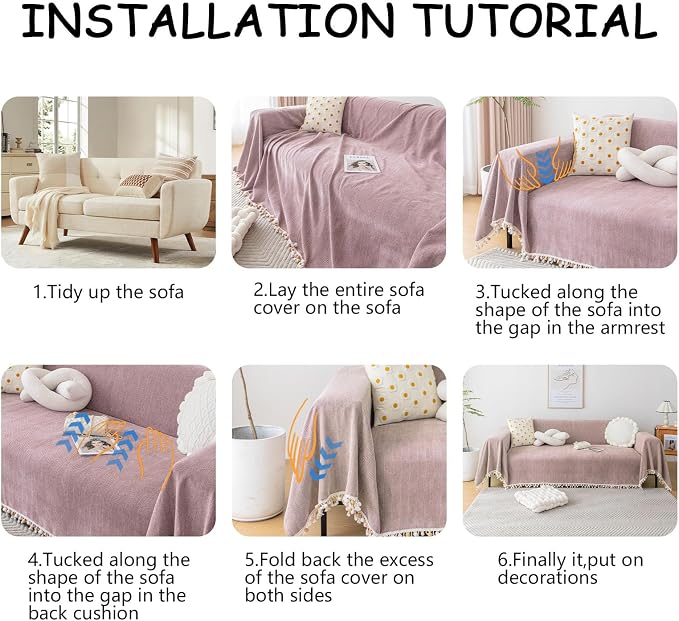 HANDONTIME Soild Couch Covers for Dogs Pink-Purple Sofa Covers Boho Cover for - Image 6