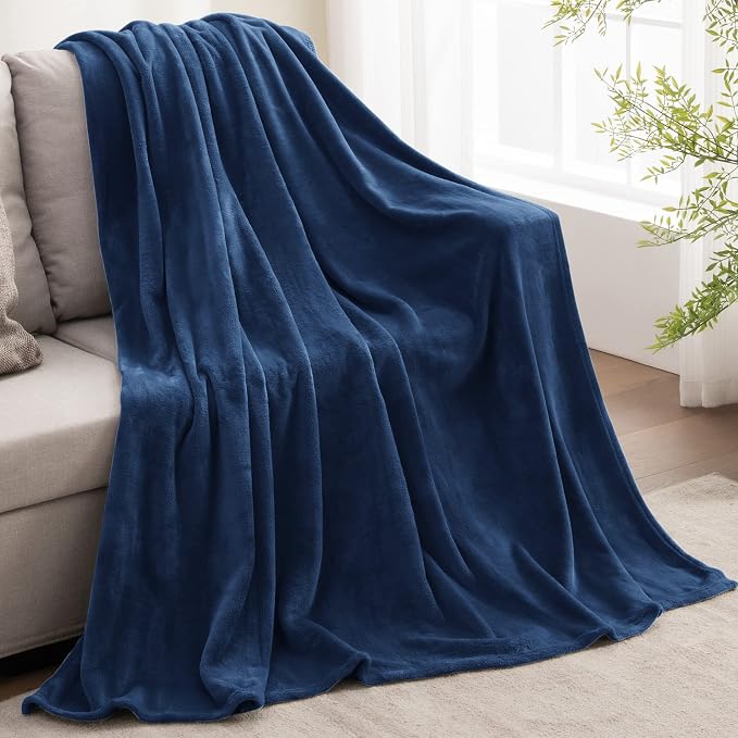 BEDELITE Fleece Blanket Twin Size Navy Blue Throw Blankets - Image 5