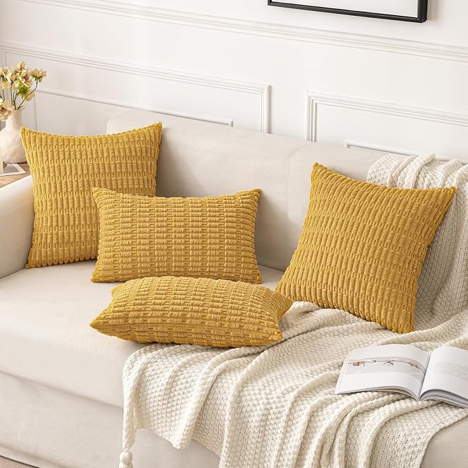 MIULEE Pack of 2 Corduroy Decorative Throw Pillow Covers 20x20 Inch Soft Boho - Image 4