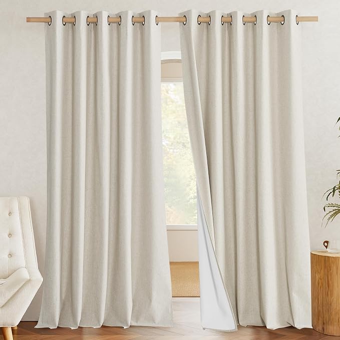 NICETOWN Extra Long Natural Linen 100% Blackout Curtains 120 inches Length 2 - Image 2
