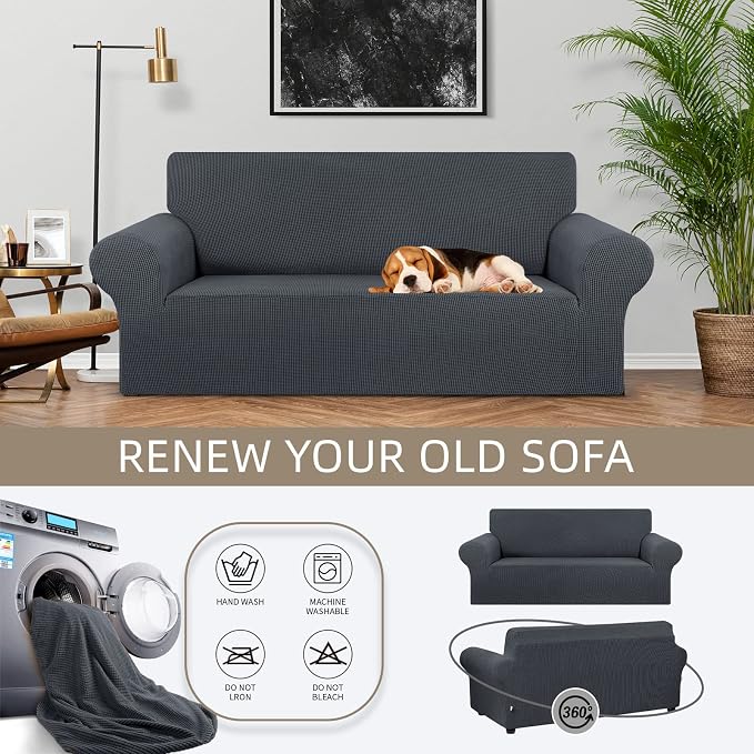 KEKUOU Stretch Loveseat Sofa Cover Slipcover, Couch Covers - Image 3