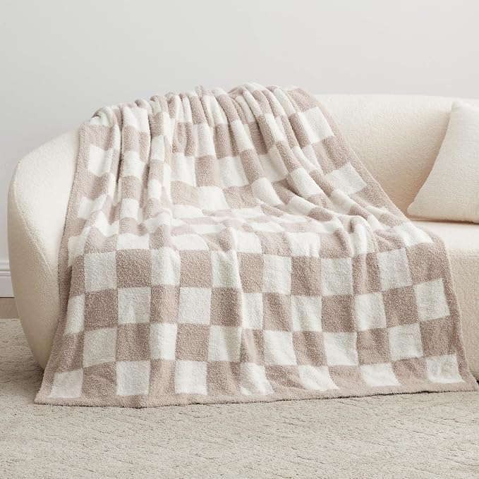 EXQ Home Checkered Throw Blanket, Knitted Blanket - Image 3