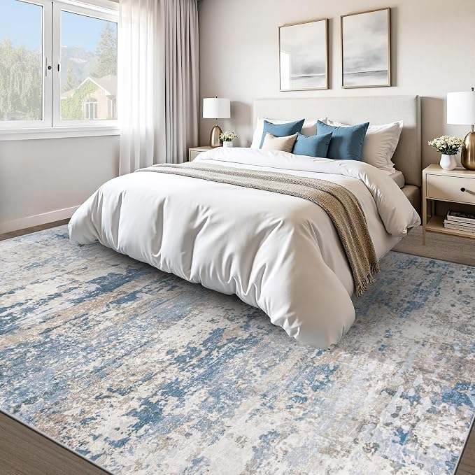 Area Rugs 8x10 for Living Room: Washable Rug Modern Abstract Neutral Soft - Image 2