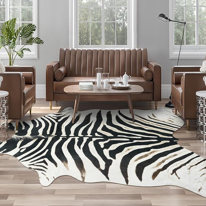 AROGAN Western Faux Fur Zebra Rug, 8 x 10 Feet Premium Animal Skin Print Rug by AROGANAREARUG