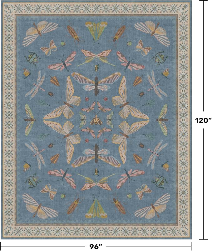 Washable Living Room Rug 8x10, Dusty Blue Area Rugs - Image 2