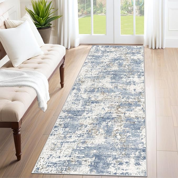 2x7 Runner Rug for Hallway, Washable Modern Abstract Runner Rugs Neutral Soft by XLUEZ