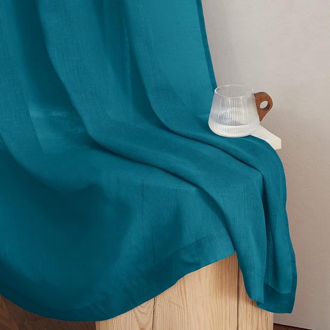 NICETOWN Semi Sheer Curtains Flax Linen Texture, Grommet Retro Linen Weave - Image 8