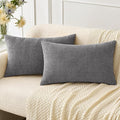 MIULEE Pack of 2 Couch Throw Pillow Covers 12x20 Inch Soft Dark Gray Chenille by MIULEE