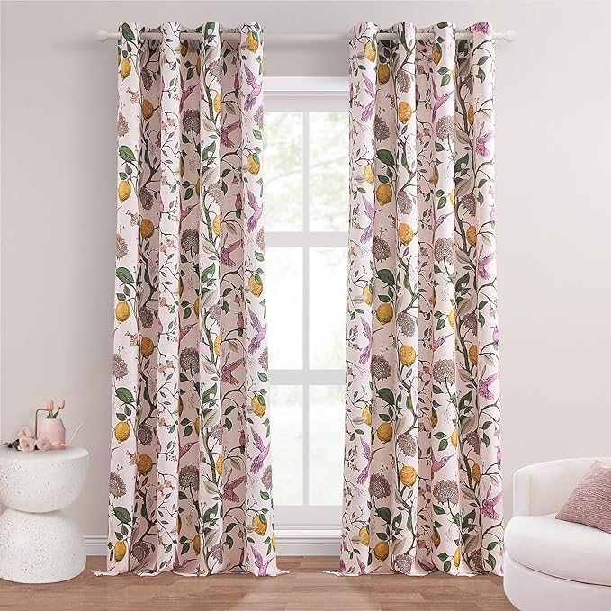 Topfinel Pink Window Curtains 96 Inch Long Cute Heat Block Vintage Farmhouse by Topfinel