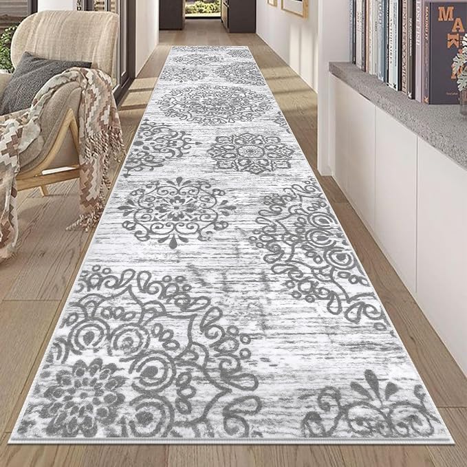 HEBE Hallway Runner Rug 2'8''x12' Washable Vintage Distressed Area Rugs Non by HEBE