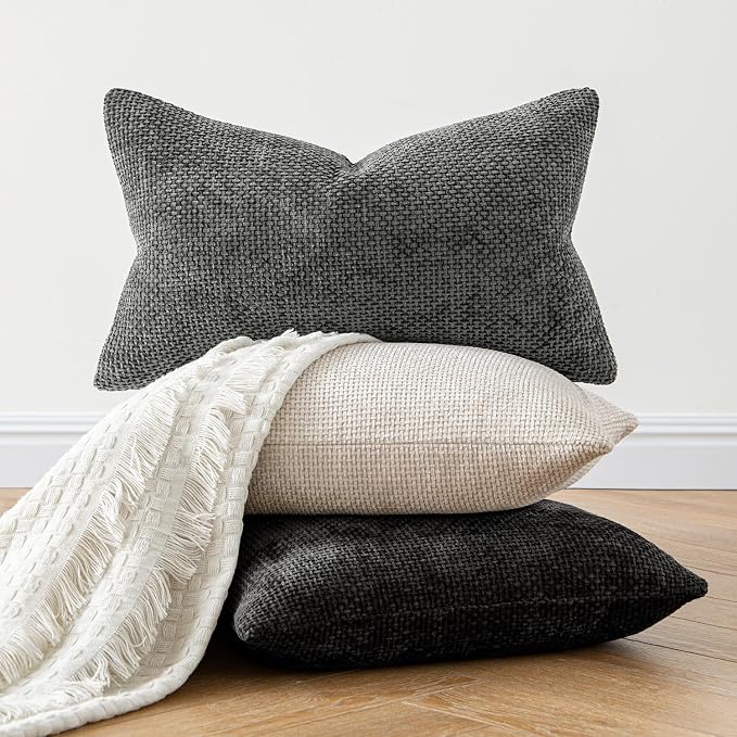 MIULEE Pack of 2 Euro Sham Pillow Covers 24x24 Inch Neutral Beige Modern Boho - Image 5