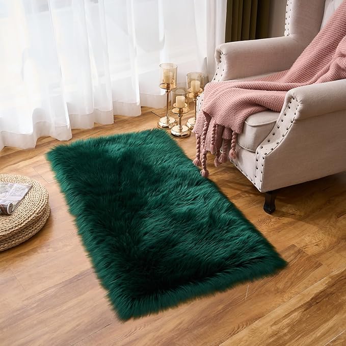 EasyJoy Ultra Soft Fluffy Shaggy Area Rug Faux Fur Rug Chair Cover Seat Pad - Image 4