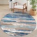 Lansny Modern Abstract Round Rug 5Ft, Circular Dining Room Rugs Thin Print Faux by lansny
