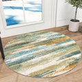 Lansny Modern Abstract Round Rug 3Ft, Circular Entryway Rug Thin Print Faux by lansny