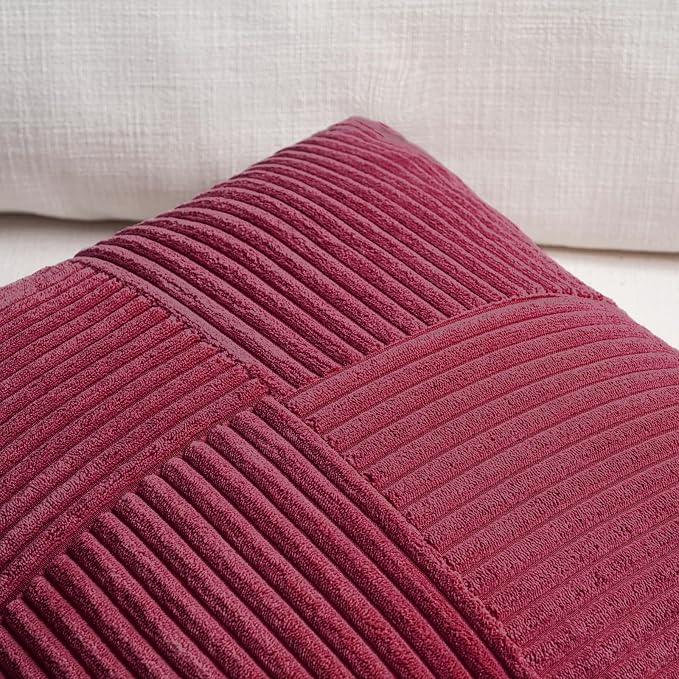 Fancy Homi Set of 2 Burgundy Boho Long Lumbar Body Decorative Throw Pillow - Image 3