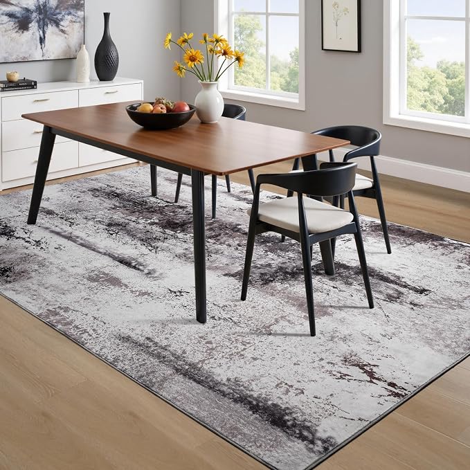 Toneed Abstract Area Rug 6x9 Modern Washable Rug Soft Non Slip Rug Low Pile - Image 5