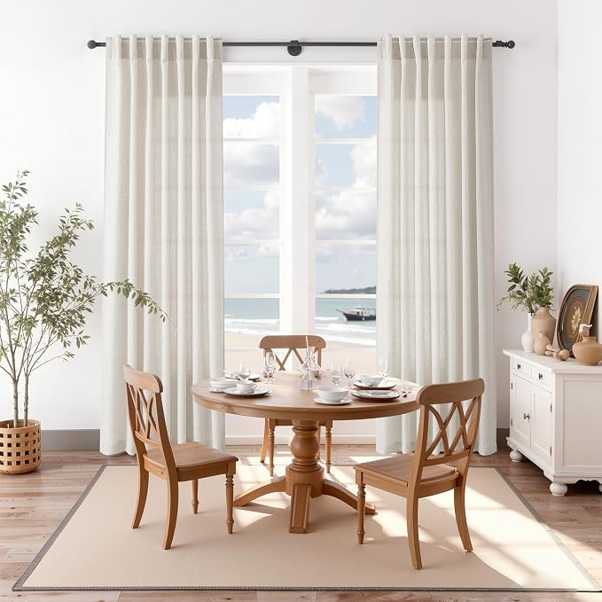Nanspring Pearl White Linen Curtains 102 Inches Long - Image 8