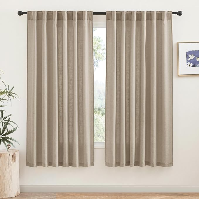 RYB HOME Privacy Semi Sheer Linen Curtains 72 inches Long, Rod Pocket & Back by RYBHOME