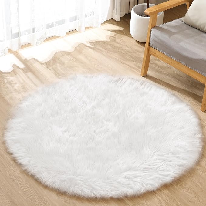 ORINOVA White Small Circle Fluffy Rugs by ORINOVA