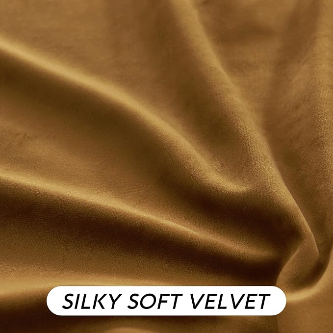 RYB HOME Brownish Gold Velvet Curtains 96 inch, Retro Vintage Room Darkening - Image 7