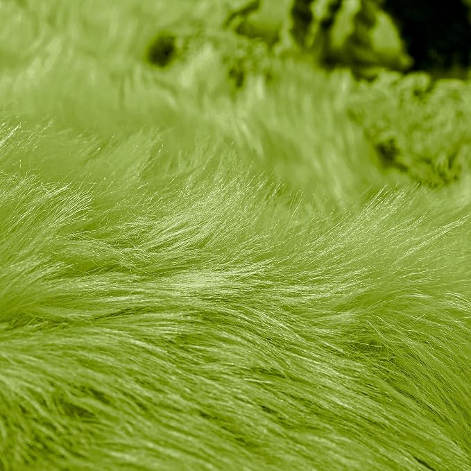 Goolela Lime Green Fluffy Fuzzy Fur Rug - Image 7