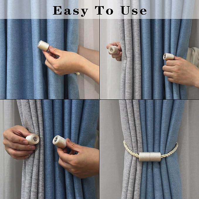 4 Pack Strong Magnetic Curtain Tiebacks Outdoor Elegant Decorative Tie Backs - Image 4