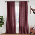 Nanspring Burgundy Linen Curtains Semi Sheer 96 Inches Long 2 Panels Set by Nanspring