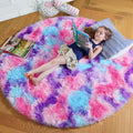 Amdrebio Hot Pink Rainbow Round Circle Area Rug 6Ft by Amdrebio