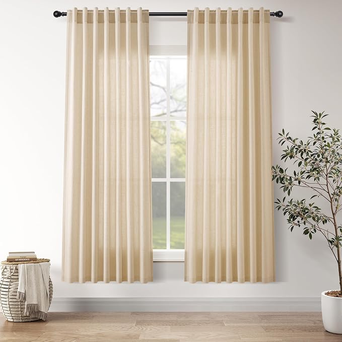 Nanspring Tan Semi Sheer Curtains 72 Inches Long by Nanspring