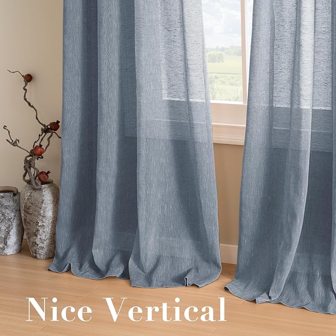 H.VERSAILTEX Linen Curtain Panel Flax Linen Blended Curtain Pair Extra Long - Image 7