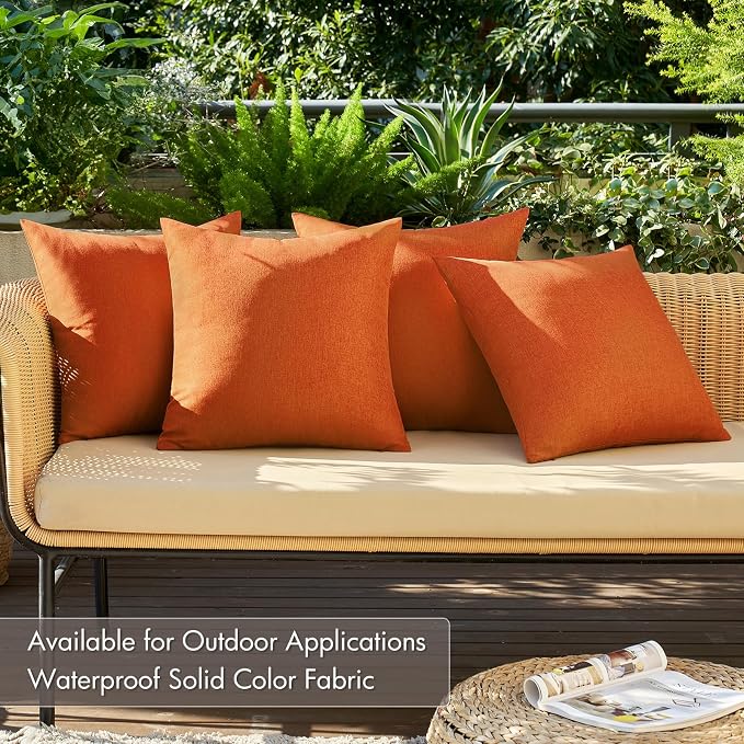 MIULEE Pack of 4 Decorative Throw Pillow Covers Outdoor Linen Waterproof Pillow - Image 3
