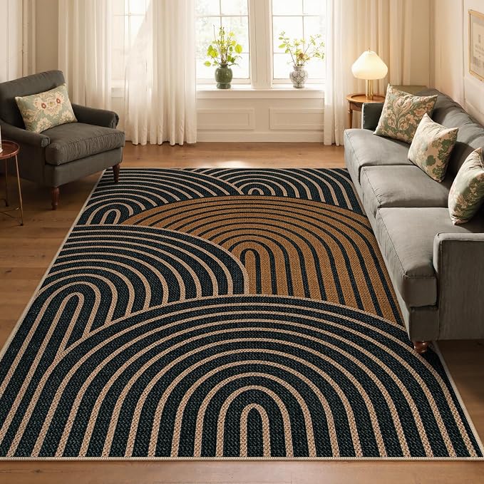 Lahome Enfys Modern Rainbow Easy Jute Carpet, Washable Rugs 5x7 - Image 7