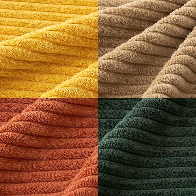 MIULEE Pack of 4 Green-Rust Corduroy Decorative Throw Pillow Covers 18x18 Inch - Image 3